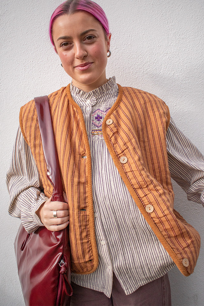 Charlie Joe Lovia Tobacco Sand Fur Vest - The Mercantile London