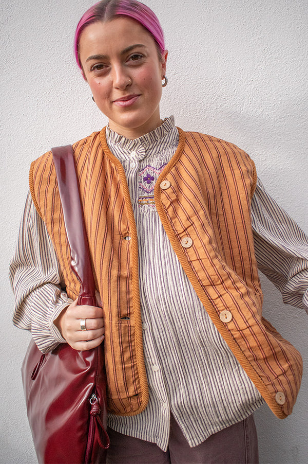 Charlie Joe Lovia Tobacco Sand Fur Vest - The Mercantile London