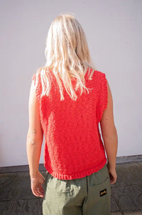 SibinLinnebjerg Esti Orange Red Knitted Vest - The Mercantile London