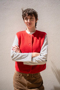 Des Petits Hauts Zlata Red Sleeveless Jacket