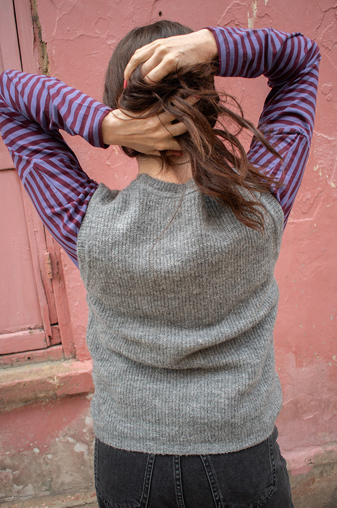 Object Diana Grey Melange V-Neck Knitted Vest - The Mercantile London