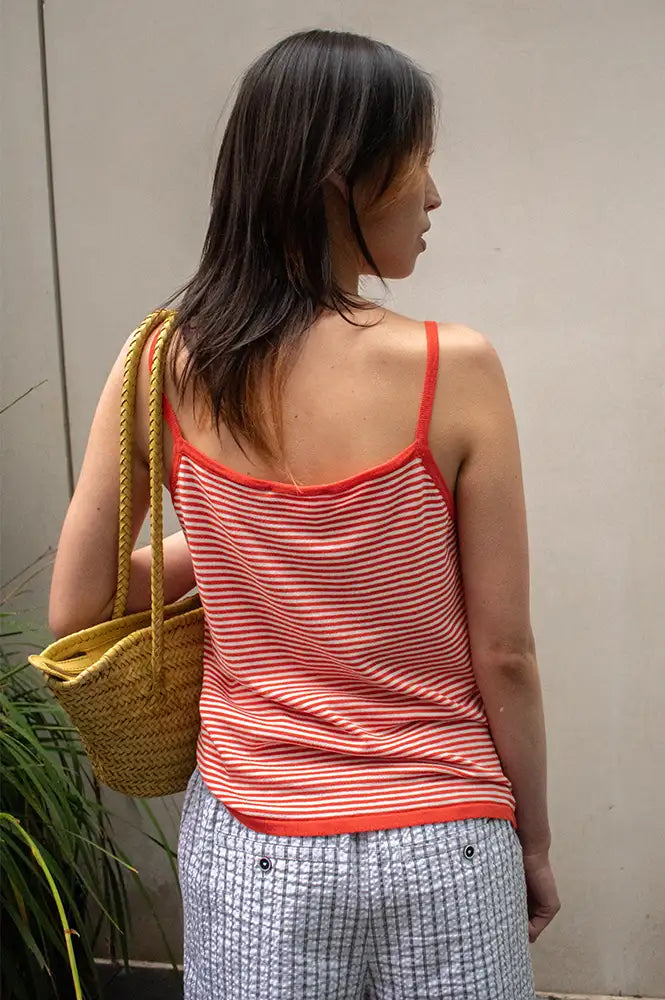 Compania Fantastica White & Red Striped Vest
