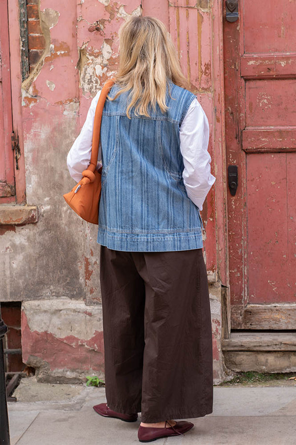 Damson Madder Hera Oversized Laser Stripe Gilet - The Mercantile London