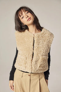 Amente Oatmeal Reversible Fur Vest