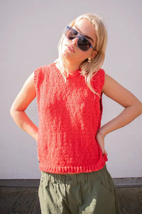 SibinLinnebjerg Esti Orange Red Knitted Vest - The Mercantile London