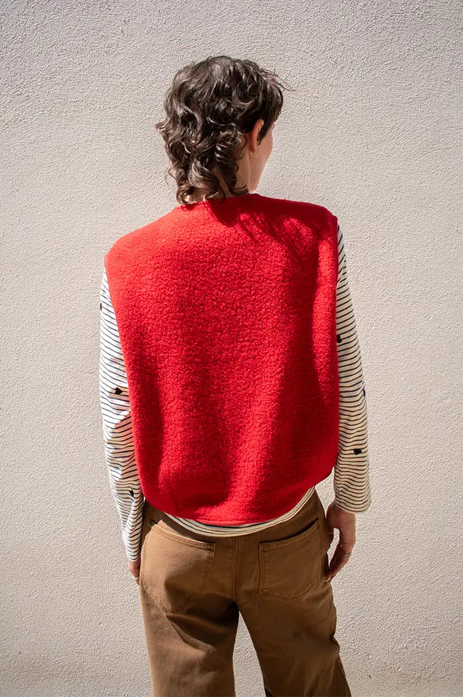 Des Petits Hauts Zlata Red Sleeveless Jacket