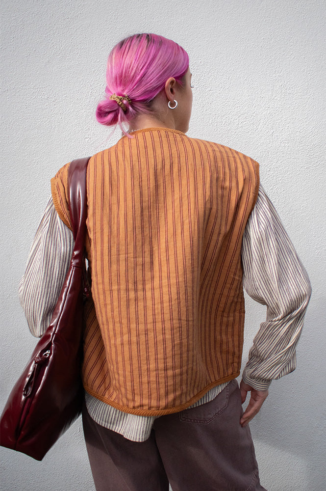 Charlie Joe Lovia Tobacco Sand Fur Vest - The Mercantile London