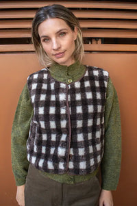 Artlove Iserie Brown Check Vest
