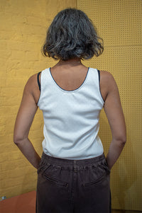 Yerse Pointelle & Navy Vest Top - The Mercantile London