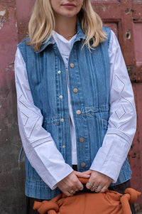 Damson Madder Hera Oversized Laser Stripe Gilet - The Mercantile London