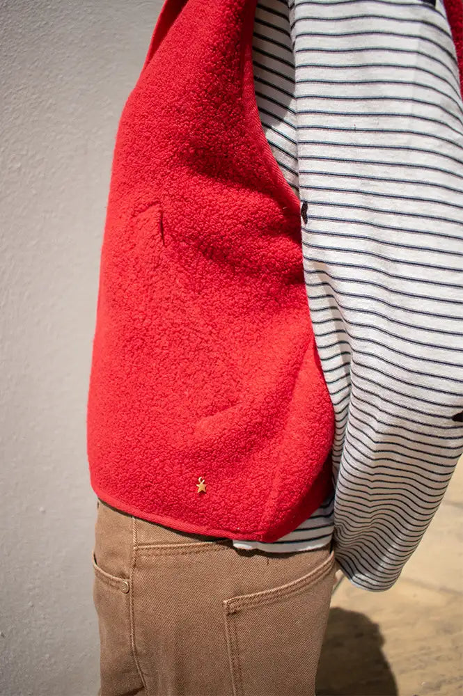 Des Petits Hauts Zlata Red Sleeveless Jacket