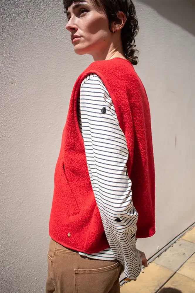 Des Petits Hauts Zlata Red Sleeveless Jacket