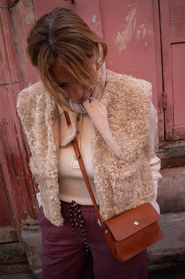 Amente Oatmeal Reversible Fur Vest