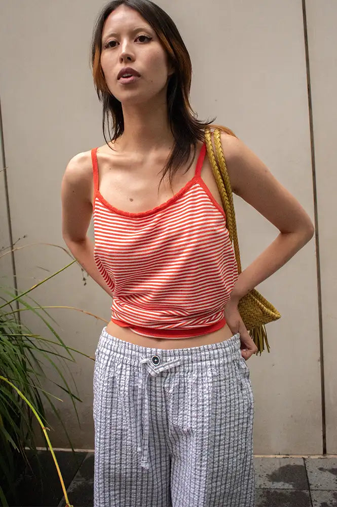 Compania Fantastica White & Red Striped Vest