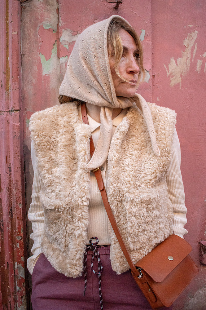 Amente Oatmeal Reversible Fur Vest