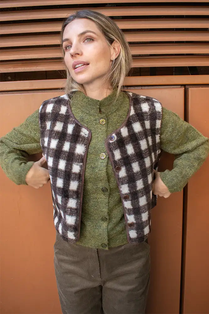 Artlove Iserie Brown Check Vest