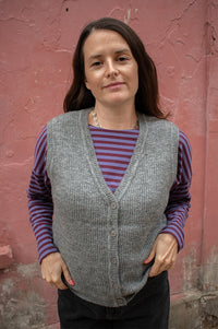 Object Diana Grey Melange V-Neck Knitted Vest - The Mercantile London