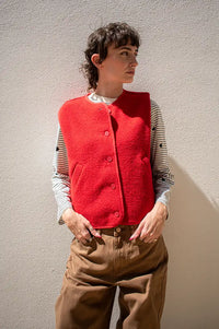 Des Petits Hauts Zlata Red Sleeveless Jacket