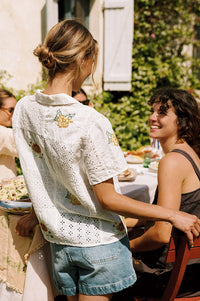 Indi & Cold White Cross-Stitch Patch Shirt - The Mercantile London