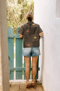 Indi & Cold Carbon Cross-Stitch Patch Shirt - The Mercantile London