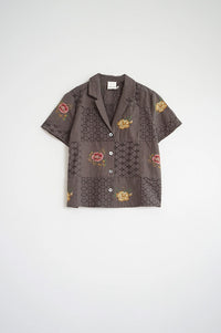 Indi & Cold Carbon Cross-Stitch Patch Shirt - The Mercantile London