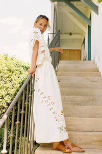 Indi & Cold White Cross-Stitch Skirt - The Mercantile London