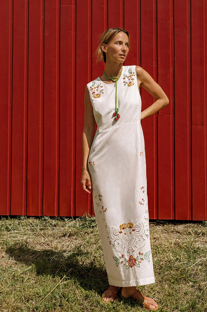 Indi & Cold White Cross-Stitch Dress - The Mercantile London
