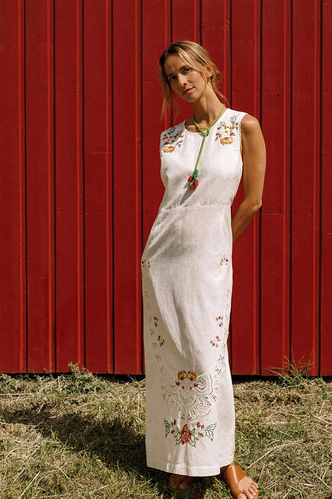 Indi & Cold White Cross-Stitch Dress - The Mercantile London