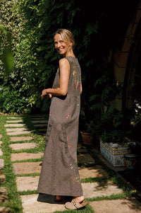 Indi & Cold Carbon Cross-Stitch Dress - The Mercantile London