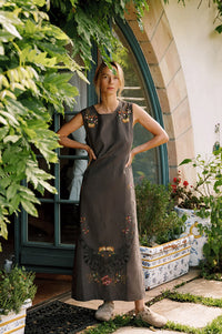 Indi & Cold Carbon Cross-Stitch Dress - The Mercantile London