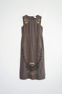 Indi & Cold Carbon Cross-Stitch Dress - The Mercantile London