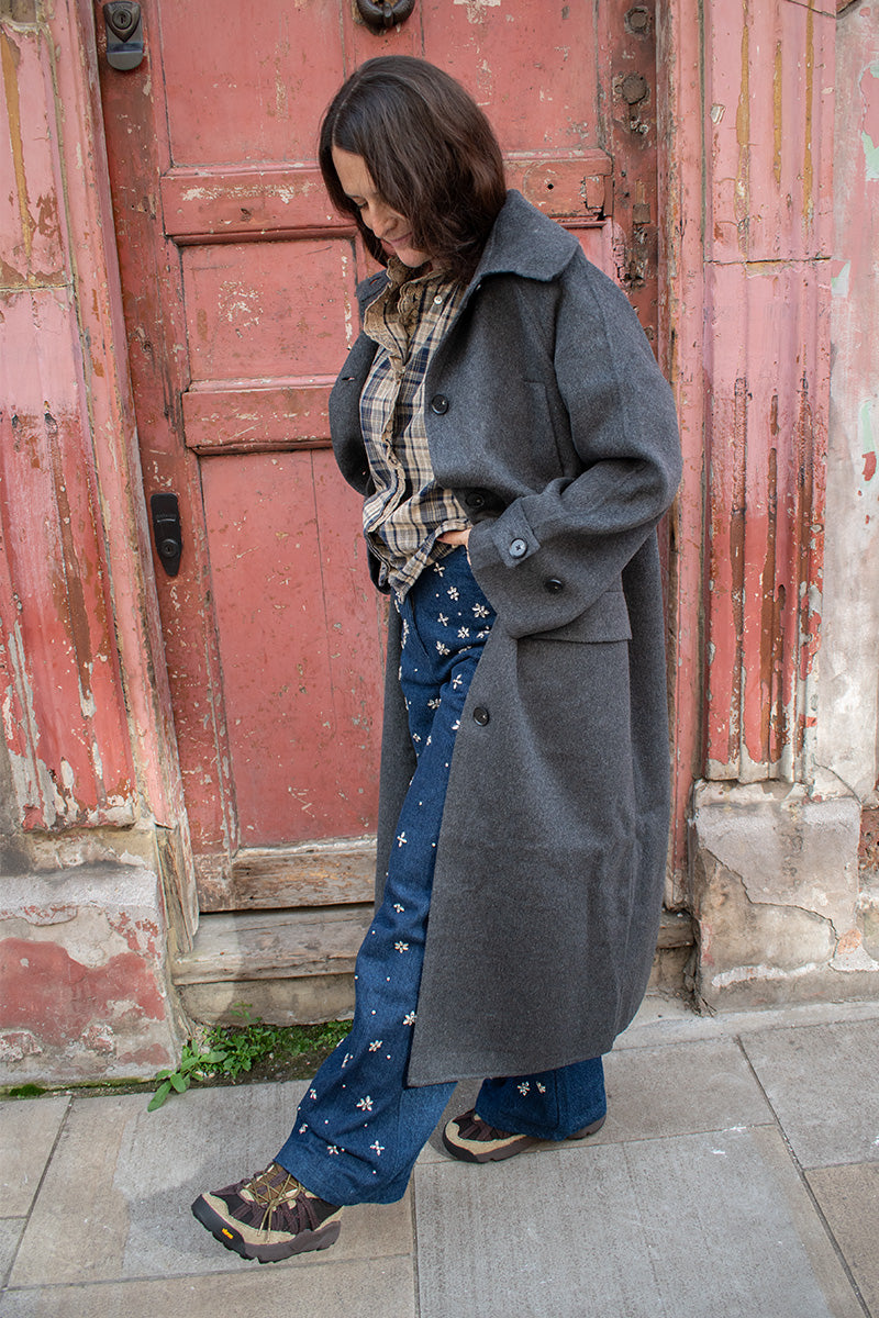 Second Female Walance Dark Grey Melange Coat - The Mercantile London