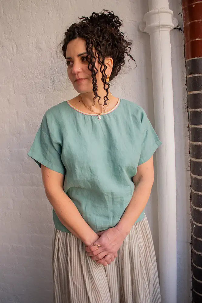Dr Bloom Darling Green Linen T-Shirt - The Mercantile London