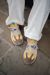 Flower Mountain Wave Brown Ochre Cipria Light Celeste Trainers - The Mercantile London