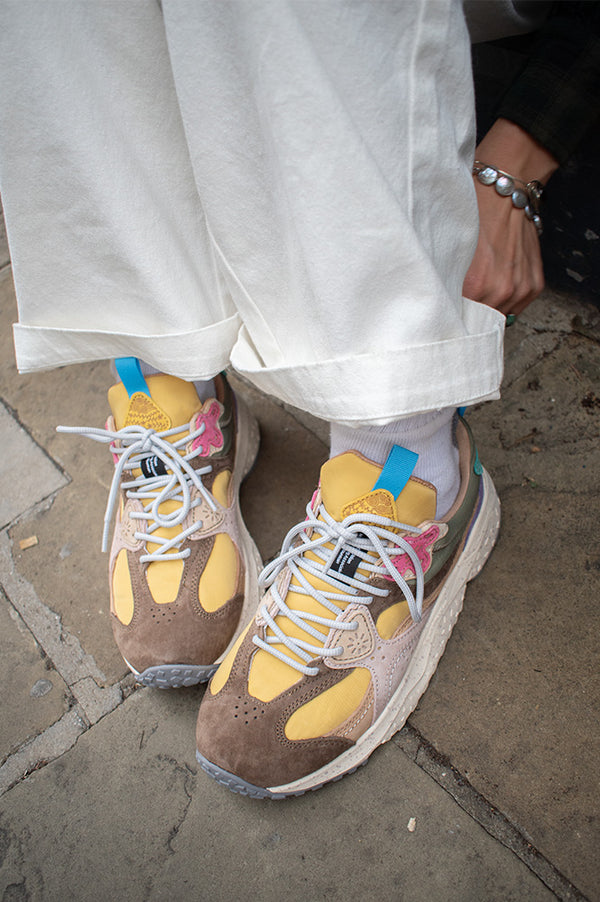 Flower Mountain Wave Brown Ochre Cipria Light Celeste Trainers - The Mercantile London