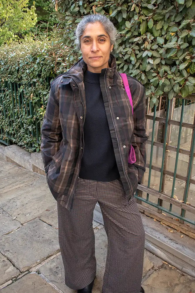 ICHI Cronto Dark Navy Check Jacket