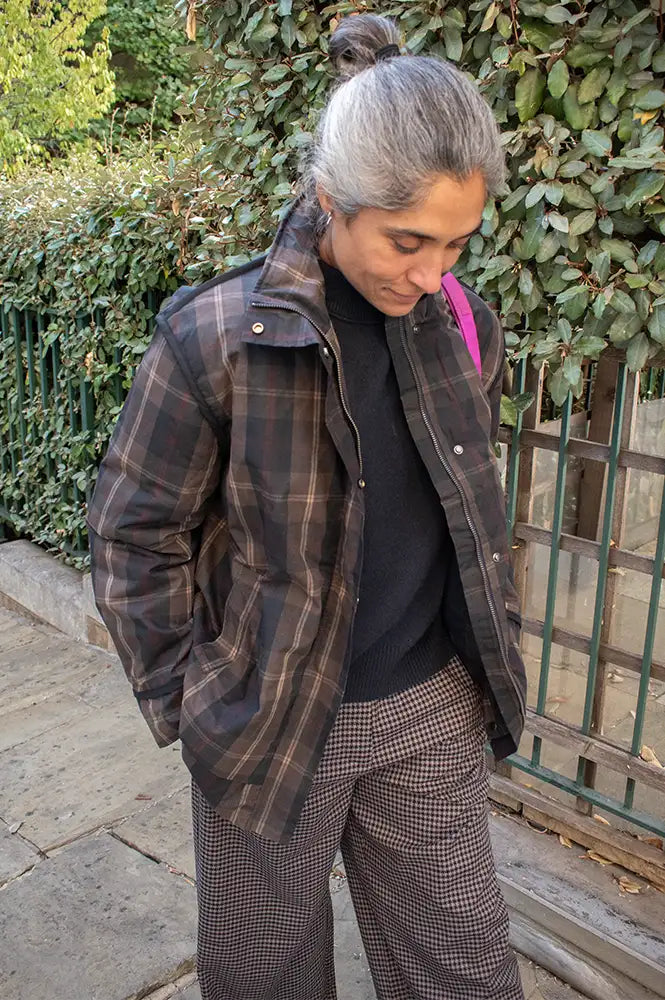 ICHI Cronto Dark Navy Check Jacket