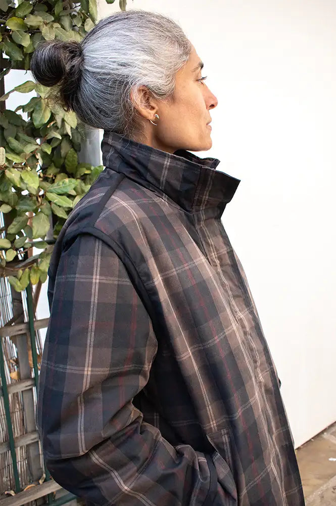 ICHI Cronto Dark Navy Check Jacket
