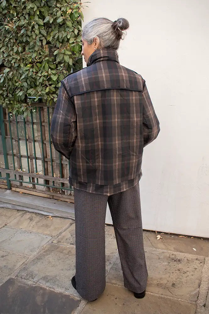 ICHI Cronto Dark Navy Check Jacket
