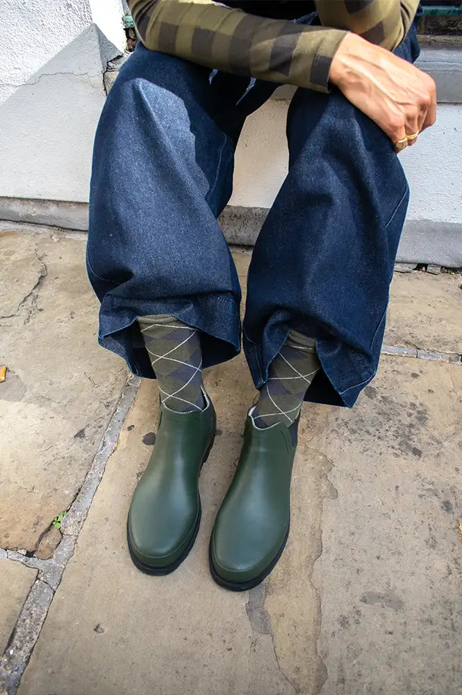 ICHI Piah Kombu Green Rubber Ankle Boots