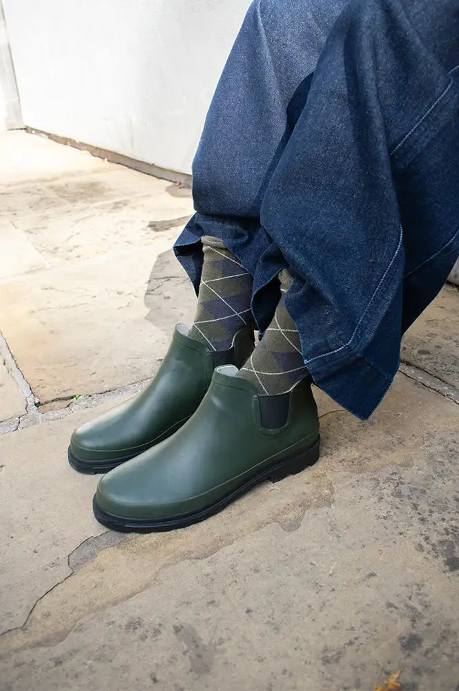 ICHI Piah Kombu Green Rubber Ankle Boots