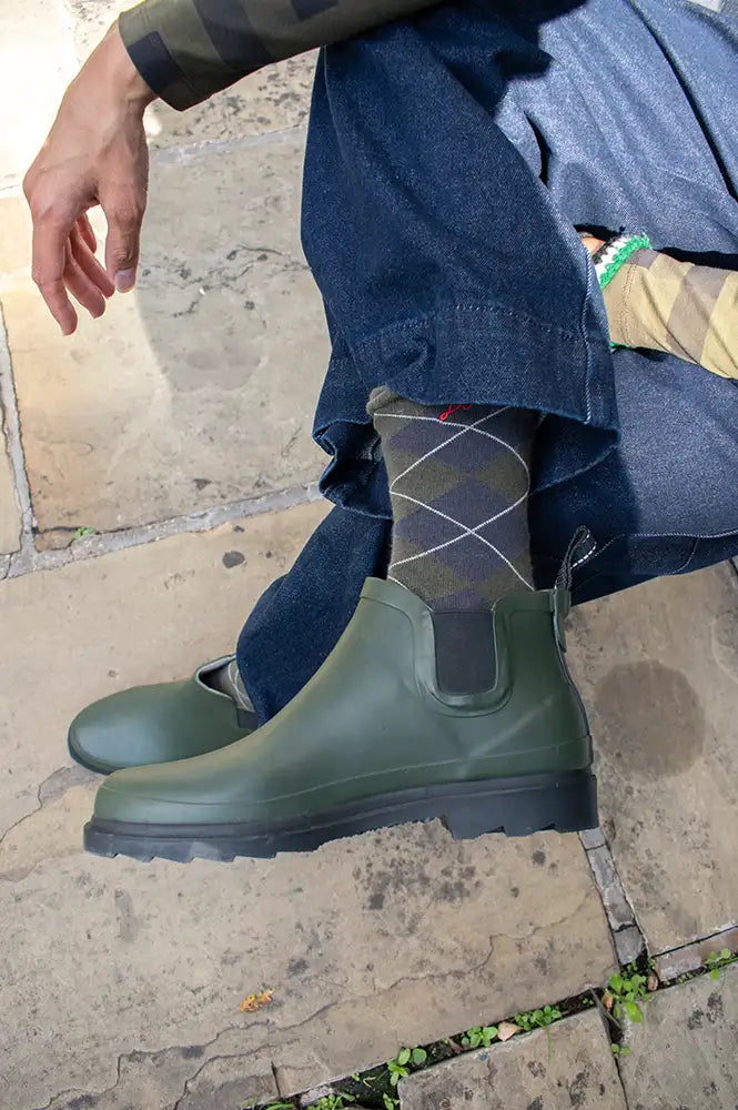 ICHI Piah Kombu Green Rubber Ankle Boots