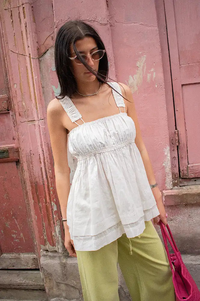 Rabens Saloner Galia Bone Layered Top - The Mercantile London