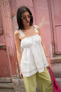 Rabens Saloner Galia Bone Layered Top - The Mercantile London