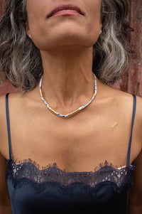 Arifah Studio White Bandana & Bronze Necklace