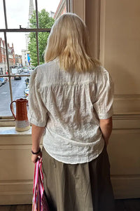 M.A.B.E Alli Ecru Dotted Blouse