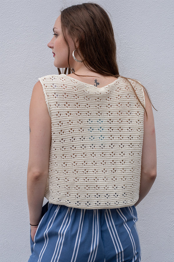 Compania Fantastica Ecru Knit Bow Top - The Mercantile London