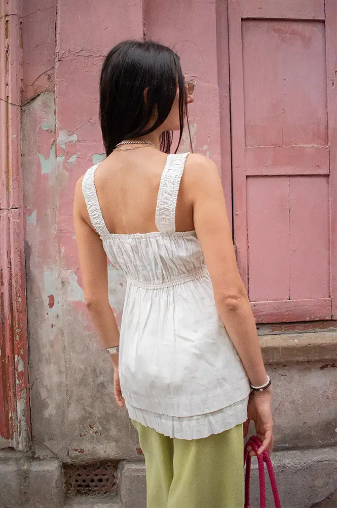 Rabens Saloner Galia Bone Layered Top - The Mercantile London