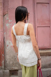 Rabens Saloner Galia Bone Layered Top - The Mercantile London