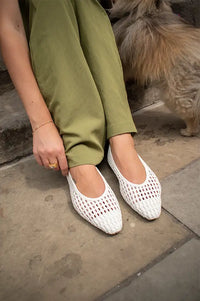 Cocci Florence White Woven Flats